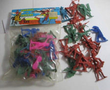 Vintage COWBOYS INDIANS figures in Original Package Hong Kong EFS plastic