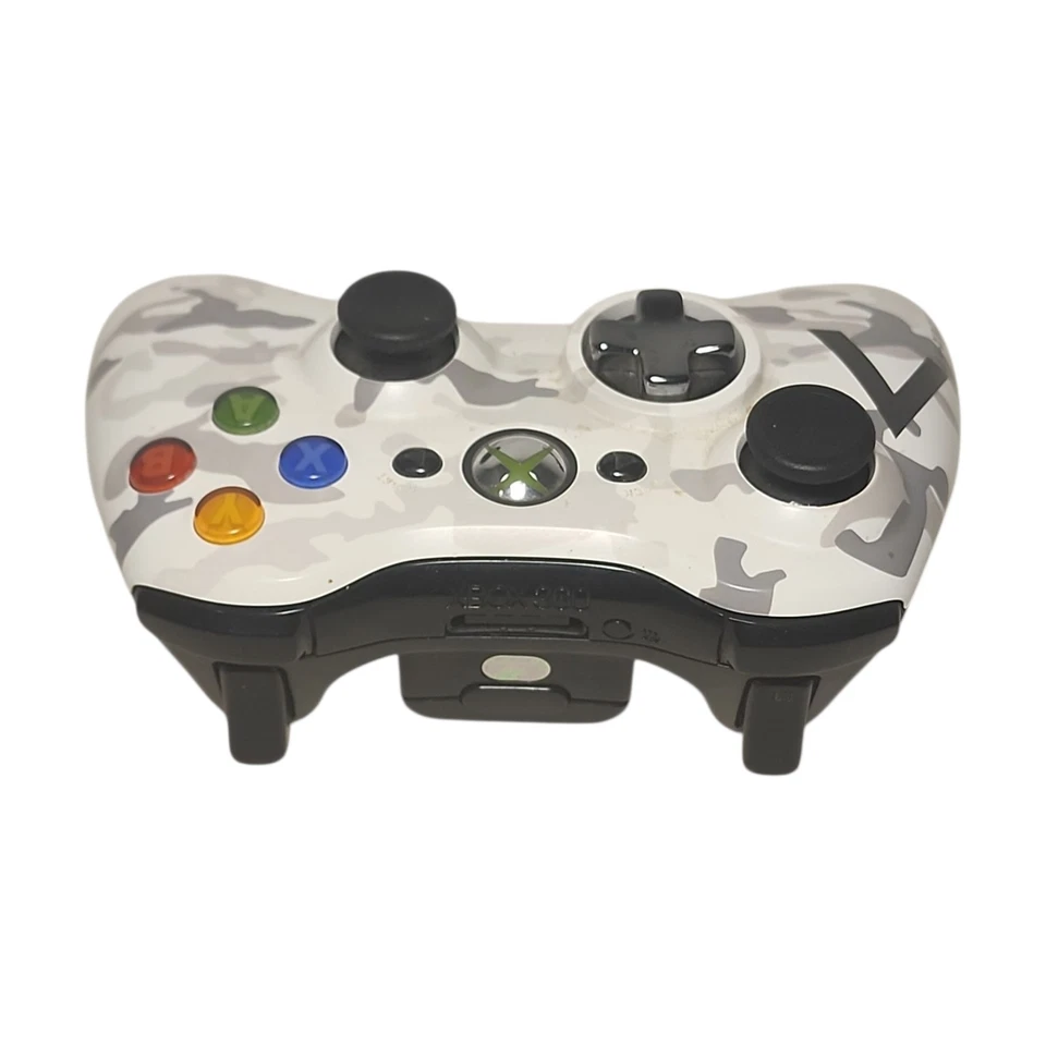 Controlador de juego inalámbrico camuflaje blanco ártico OEM Microsoft Xbox 360 raro  Foto 3 de 4