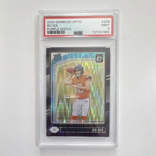 2024 Panini Donruss Optic Bo Nix Denver Broncos Rookie #209 Purple Shock PSA 9