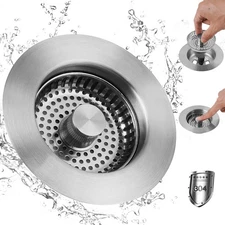 All Metal Sink Strainers for Kitchen Sink, Stainless Steel Kitchen Drain Stop...
