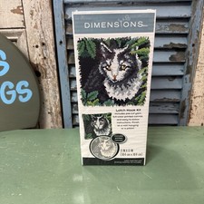 Dimensions Cat Printed Canvas Latch Hook Kit 12 x 12 Inches New Complete