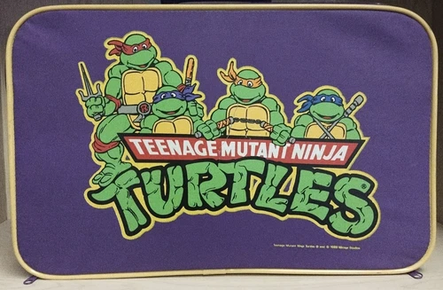 Vintage Teenage Mutant Ninja Turtles Suitcase 18"x12" TMNT Mirage 1989 Purple