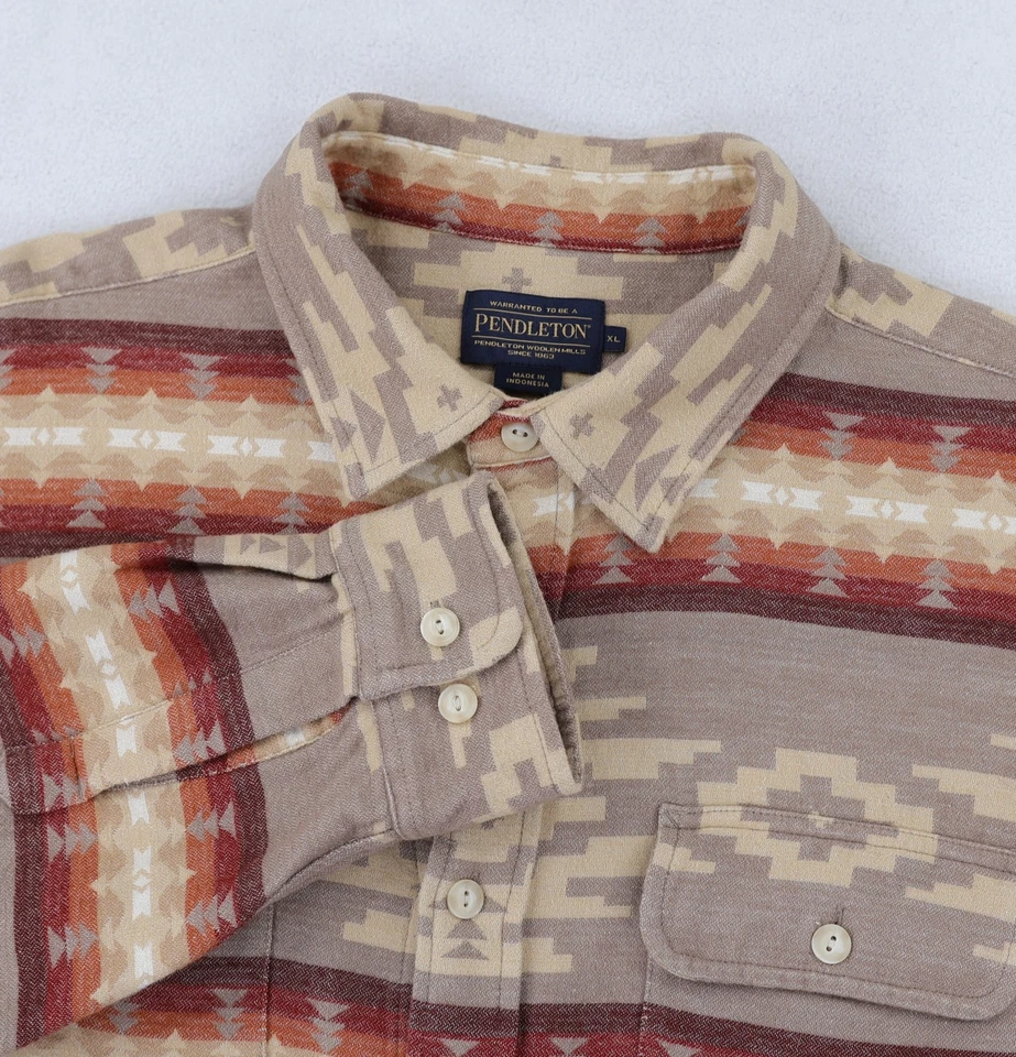 Camisa Pendleton Ligera Doble Suave Playa Cabaña Manga Larga Para Hombre XL Azteca Foto 3 de 4