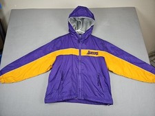 Vintage Reebok Los Angeles Lakers Kids Jacket Size Medium 10-12 Purple Hooded