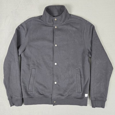 Vuori Seaside Jacket Mens Medium Gray Organic Cotton V296 Snap Front Fleece Soft