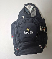 PAVION Black Nylon Backpack, Zip Closure, Padded Adjustable Shoulder Straps