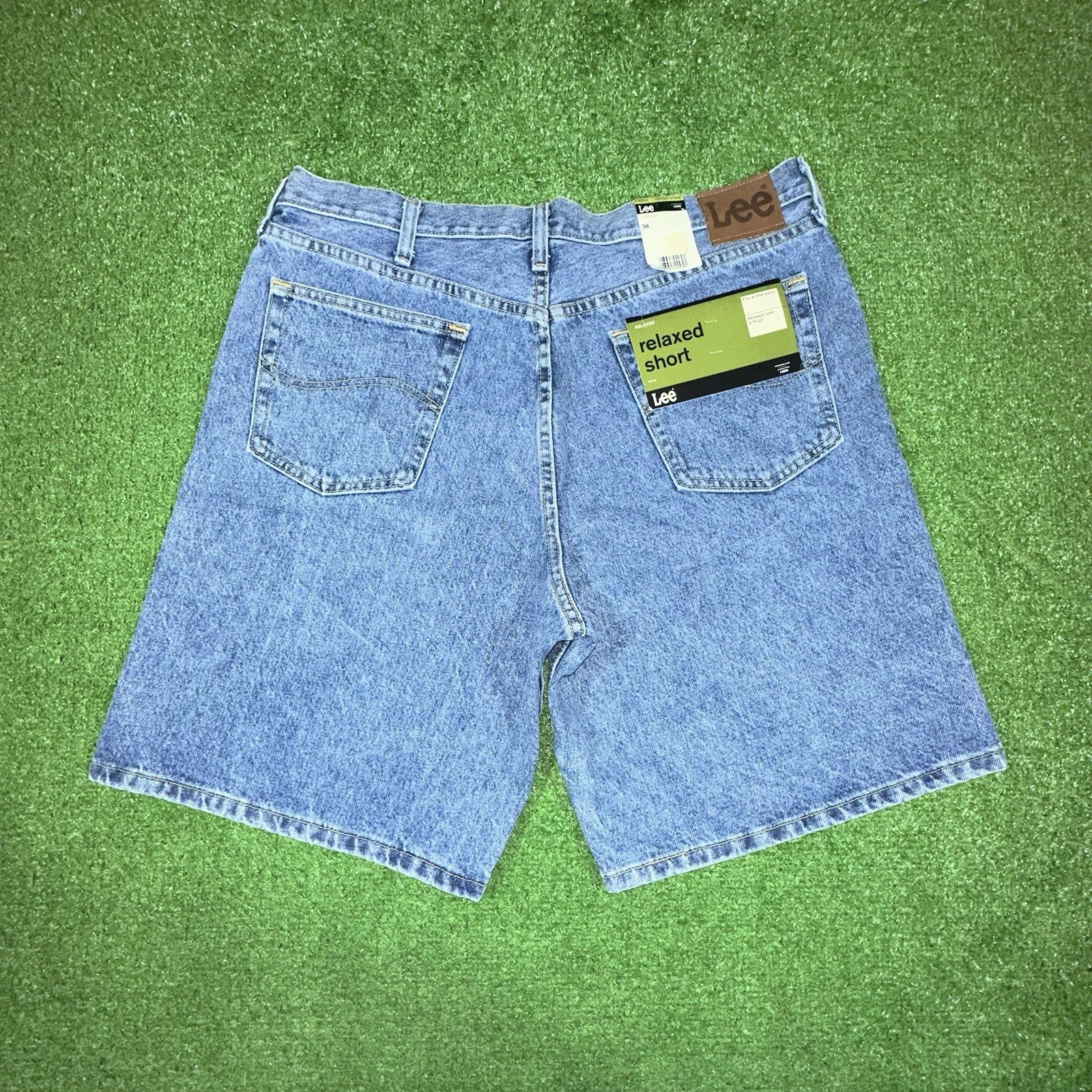Vintage Lee Pepper Stone Relaxed Fit Baggy Y2K Jean Shorts Jorts Sz 38 Men