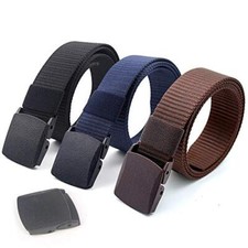 3-Pack Nylon Canvas Belt Plastic Buckle Belt Travel Nylon Web Slide Belt