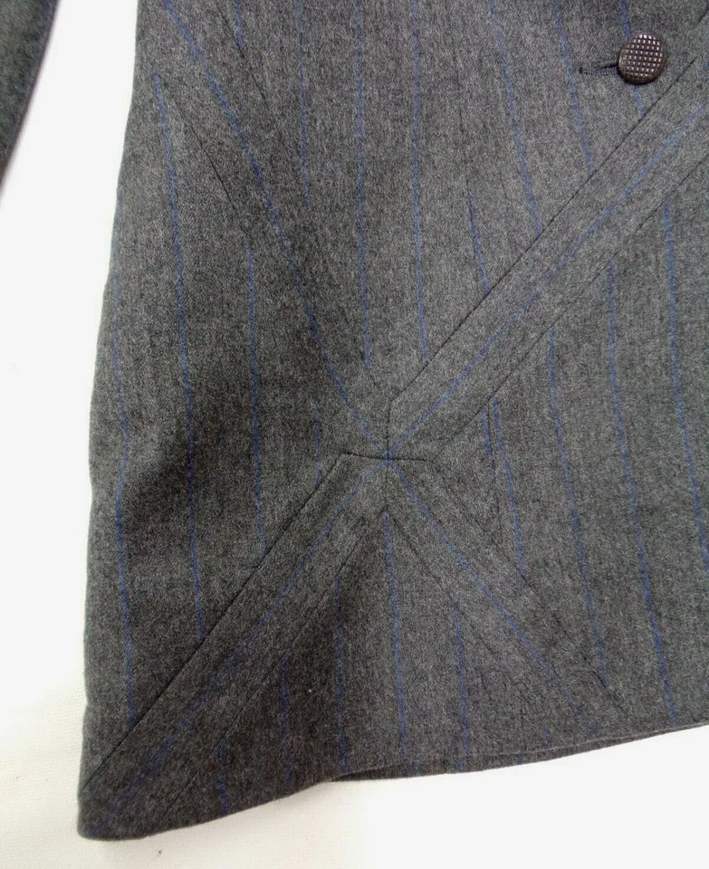 $995 LELA ROSE 6 Blazer Chaqueta Gris Rayas Lana Inserción Foto 4 de 4