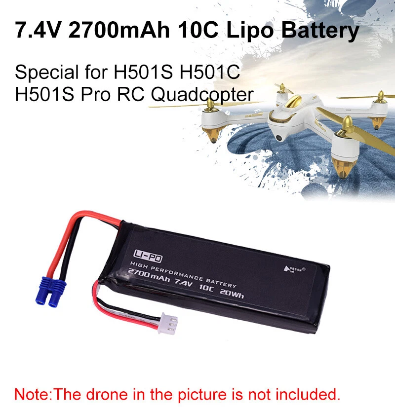 Hubsan RC Drone Lipo Battery 7.4V 2700mAh 10C H501S-14 For H501S H501C H501S Pro - Image 3 of 4