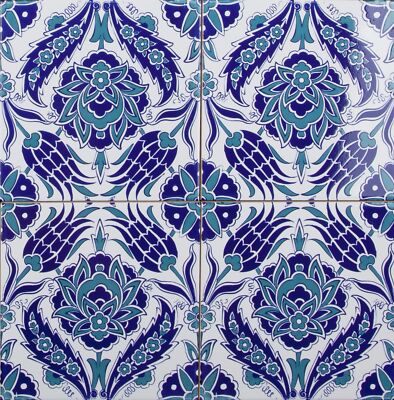 Ceramic Wall Tiles Oriental Floral Iznik Turkish Tiles 8x8 For Interior - Timur