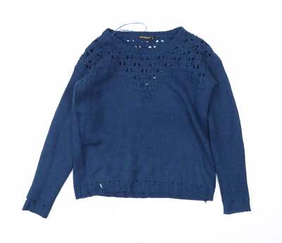 QED London Damen Pullover Blau Rundhals Acrylmischung Größe S