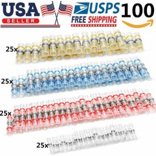 100Pcs Heat Shrink Solder Sleeve Butt Wire Connectors Solder Seal Terminal Kit