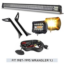 52 300w Led Light Bar 4 Led Podsmounting Brackets For 1987-95 Wrangler Yj 52 300w Led Light Bar 4 Led Podsmounting Brackets For 1987-95 Wrangler Yj