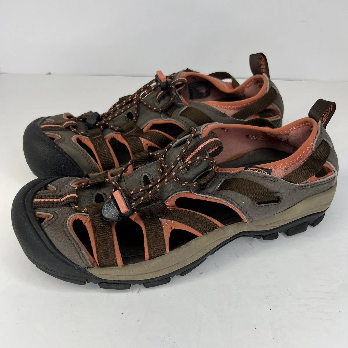 Keen Water Shoes Hiking River Sandals Women s Size 9 Brown Tangerine Beige