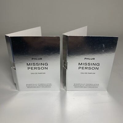 2 Phlur Missing Person Eau De Parfum Sample Spray 0.06oz/2ml Each Unisex