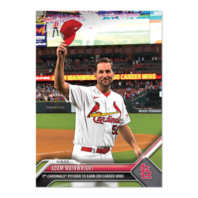2023 MLB Topps Now #885 Adam Wainwright 200th Career Win Cardinals In Hand
