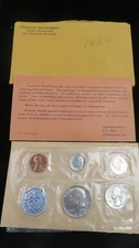 1964 US Mint Silver Proof Set Original Envelope Open OGP Sealed Coins 90%
