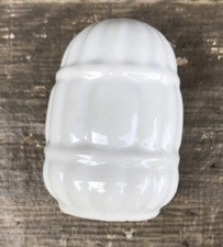 Vintage Art Deco Japan White Ceramic Barrel Bird Cage Feeders