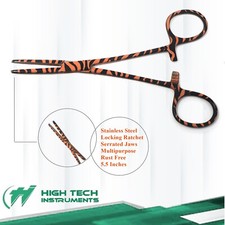 Cat/Dog Hair Groomer Ear Care Hemostat Locking Forceps Straight 5.5" Orange