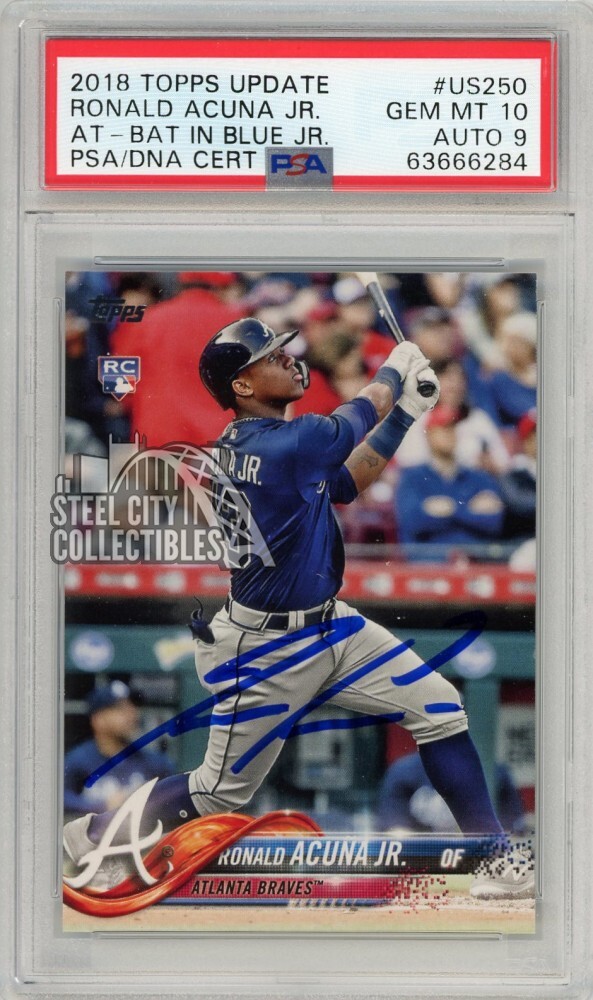 Ronald Acuna Jr 2018 Topps Update Autograph Rookie Card #US250 PSA 10 PSA/DNA 9