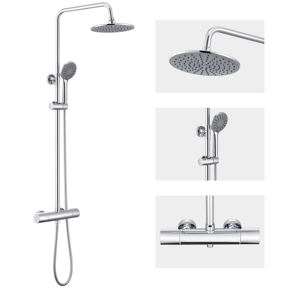 Duschset Duschsystem mit Thermostat Duscharmatur Regendusche Handbrause Dusche - Bild 2 von 4