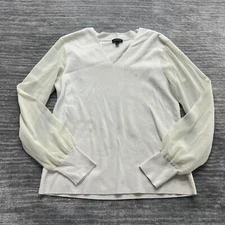 Talbots Shirt Size M Womens Sheer Long Sleeve V-Neck