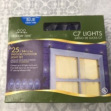 Holiday Time C7 BLUE Bulb Indoor:Outdoor Christmas Light Set 25CT 24 Feet NEW 