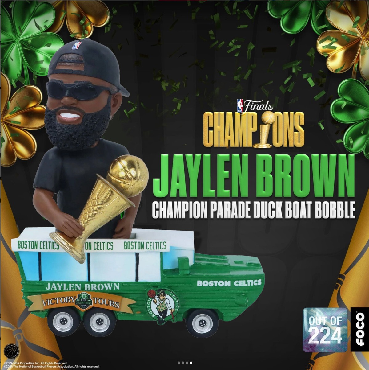 Jaylen Brown Boston Celtics 2024 NBA Champions Parade Duck Boat MVP  Bobblehead!!