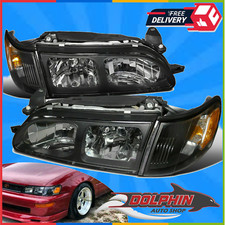 For 93 97 Toyota Corolla Dx Headlights Black Clear Lens Head Lamp Set Left Right For 93 97 Toyota Corolla Dx Headlights Black Clear Lens Head Lamp Set Left Right
