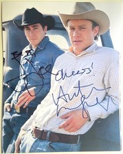BROKEBACK MOUNTAIN 8x10 photo cast signed by HEATH LEDGER and JAKE GYLLENHAAL