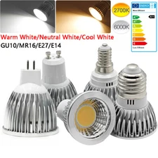 Dimmable GU10 E27 E14 MR16 COB LED Spotlights Bulb 9W 12W 15W Super Bright Lamp