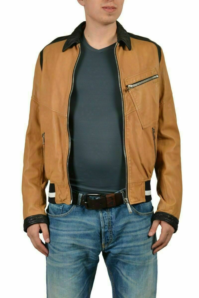 Мужская повседневная куртка Just Cavalli из многоцветной 100 кожи на молнии US S IT 48 85990₽