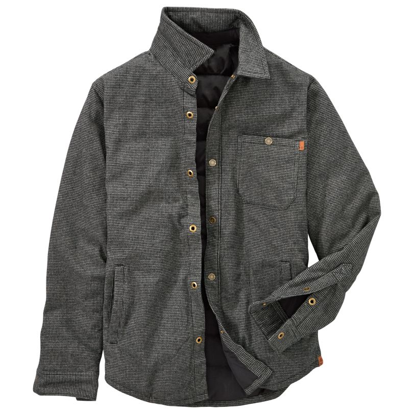 New TIMBERLAND Gunstock River Reversible Down Shirt Jacket Black
