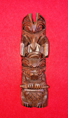 DANNY JAMES - NWC TOTEM POLE - c1990 - EAGLE-BEAVER -  SALISH - 6'' - INDIAN ARTS