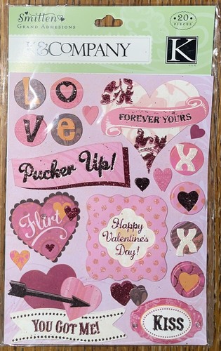 K&Company Smitten Happy Valentine’s Day Forever Yours Pucker Up Love XO Stickers - Picture 2 of 4