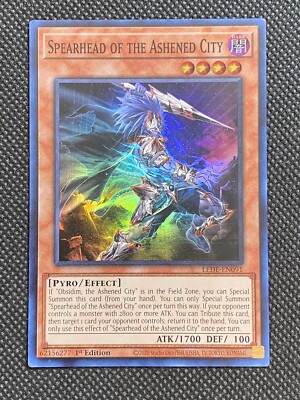 YuGiOh! - Spearhead of the Ashened City  LEDE-EN09 Super Rare 1st Edition NM