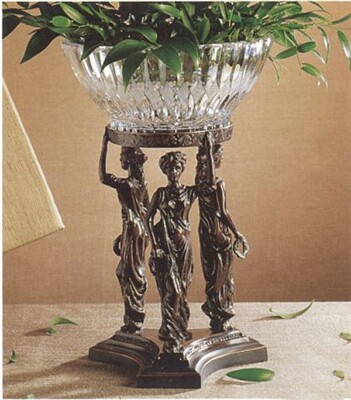 THREE GRACES CENTERPIECE STAND WITH CRYSTAL BOWL