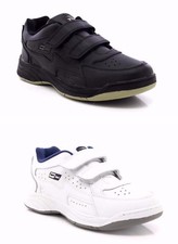 Mens DEK Wide Fitting Touch Fast Leather Trainers Shoes Black White Size 6-14