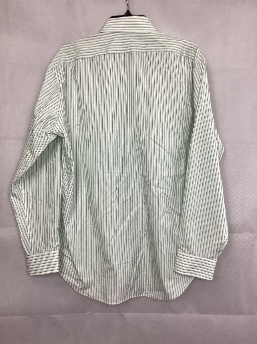 esquire dress shirts Esquire Dress Shirt Mens Size 17 34/35 Slim Fit Non-Iron Button Down Striped
