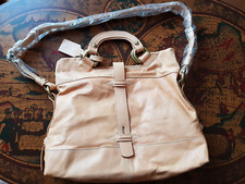 Borsa donna mano tracolla spalla pelle naturale vegetale 32 x 13 x 36 cm beige