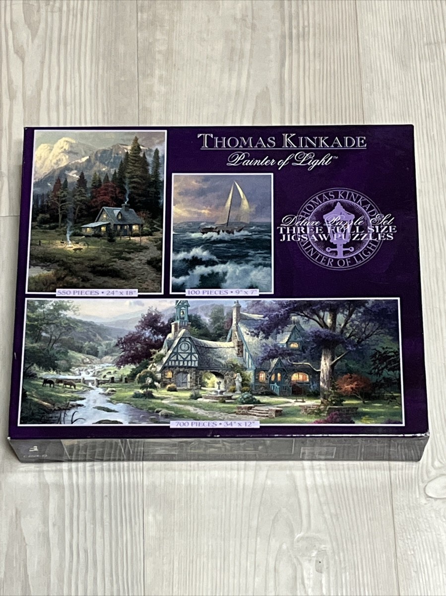 Thomas Kinkade Deluxe Puzzle Set of 3 Full Size Jigsaw Puzzles NEW