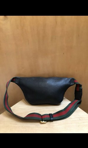 GUCCI Black Leather Waist Bag Small Fanny Pack Bumbag - Picture 5 of 14