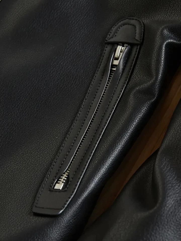 Men's Leather Motorcycle Jacket Black Cowhide Heavy Duty Biker Customized Coat - Image 3 of 4