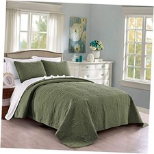 Quilt Set Full/Queen Size Olive Full/Queen 92"x94 Geometric-olive Green
