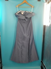 Alfred Sung Off Shoulder Satin Twill Gown Maxi Dress Front Slit Size 12