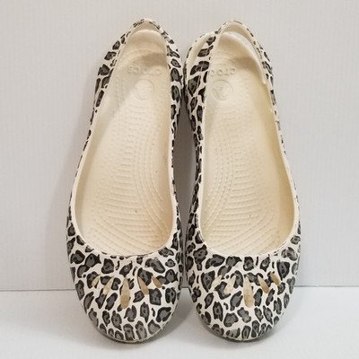 CROCS Women s Kadee Mary Jane Ballet Flats Animal Print Leopard Cheetah Size 8