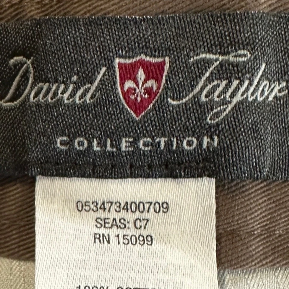 David Taylor Pants Khaki Men 42X30 Brown Flat Front Classic Fit Chino Casual NEW - Image 4 of 4