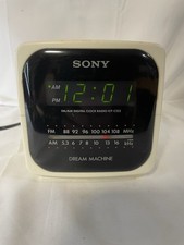 Sony ICF-C122 Dream Machine AM/FM Digital Clock Radio White Cube Green Display