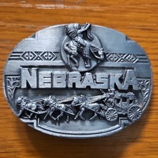 Siskiyou Western Americana Belt Buckle Nebraska Design 1989 X-44 Made in USA